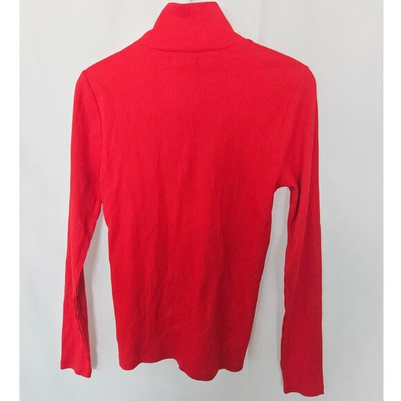 J. Crew Vintage Red Rib Turtleneck With Buttons Long Sleeve sz Small $69.50 - Picture 2 of 7